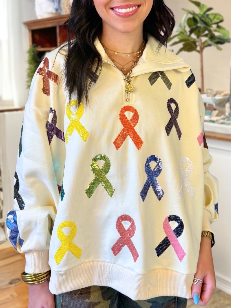 Multicolor Sequin Ribbon Pullover