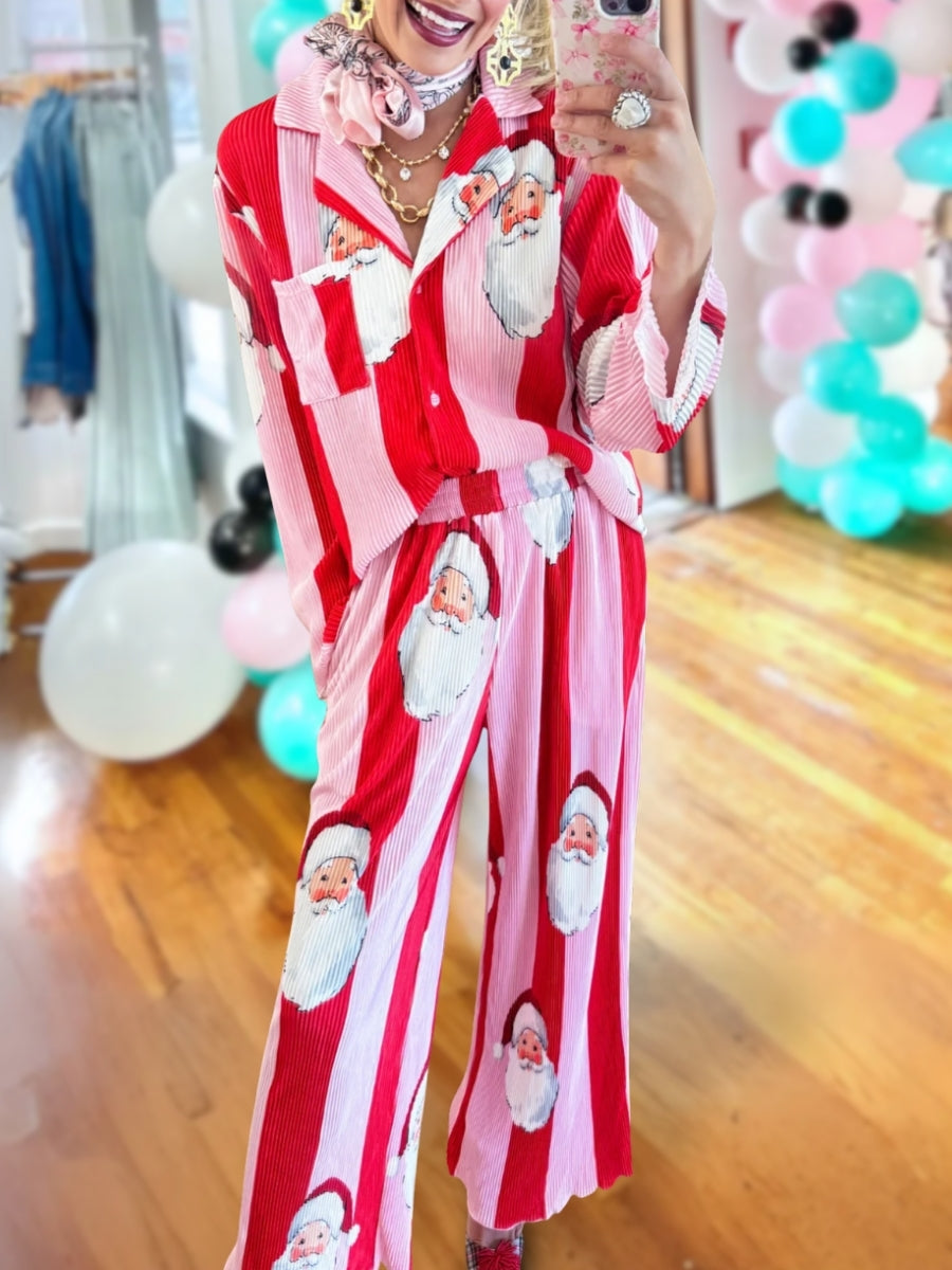 Retro Striped Santa Claus Print Set