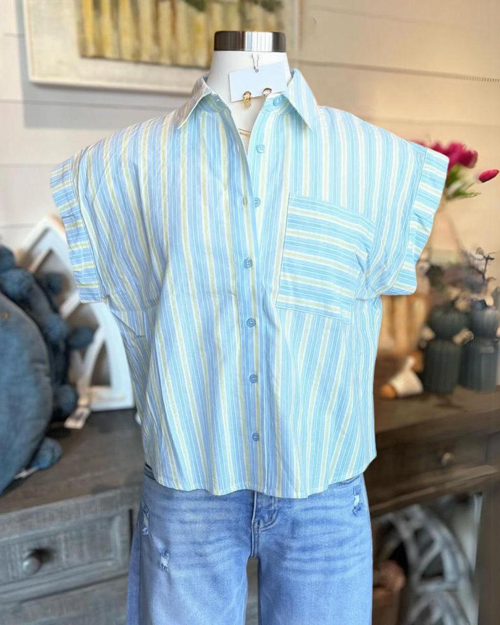 Stylish Pockets Striped Shirt