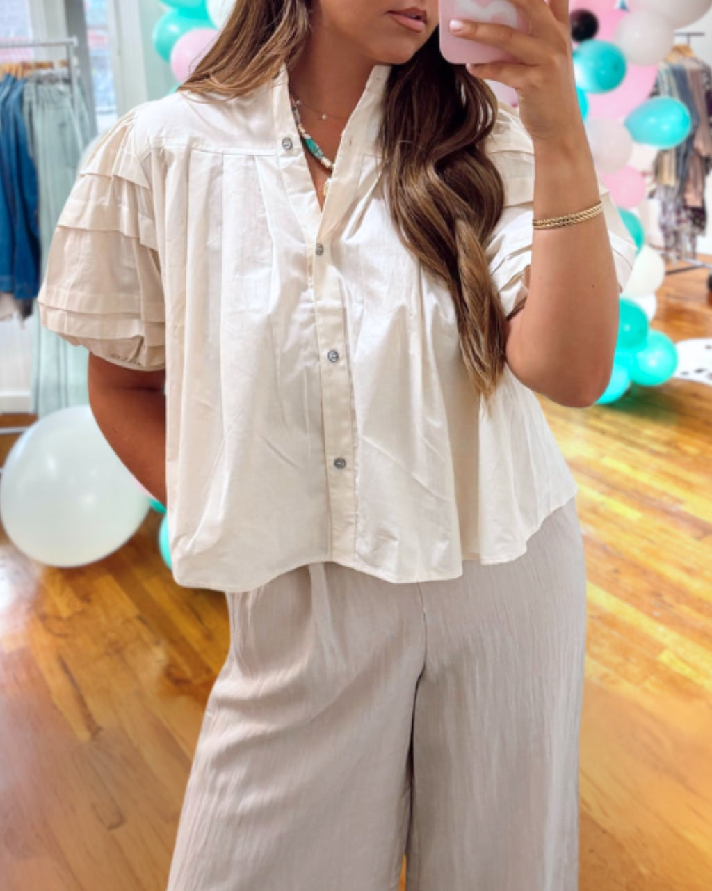 Linen Pleated Top