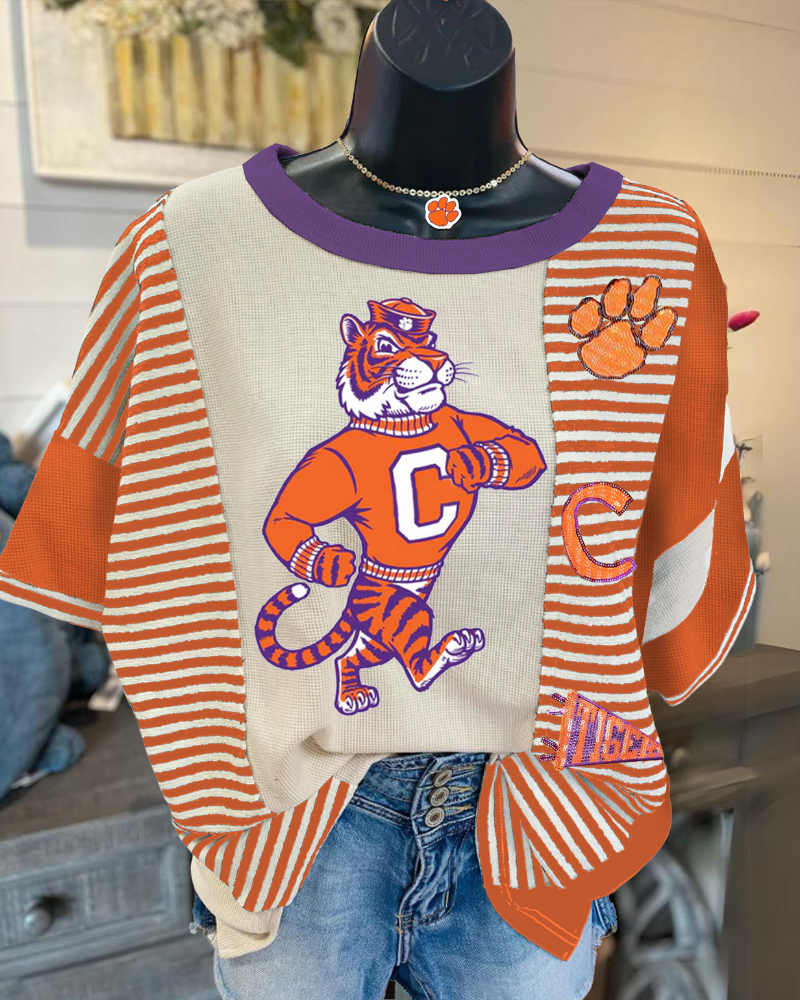 Clemson Tiger Sequin Stripe T-shirt