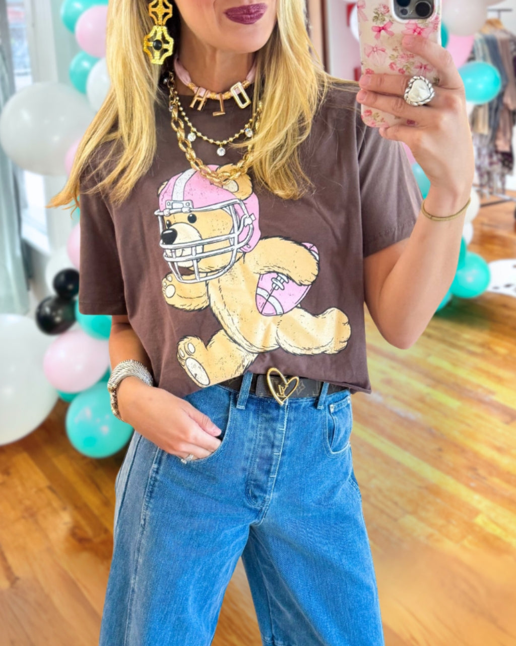 Fun Football Bear Cropped Tee