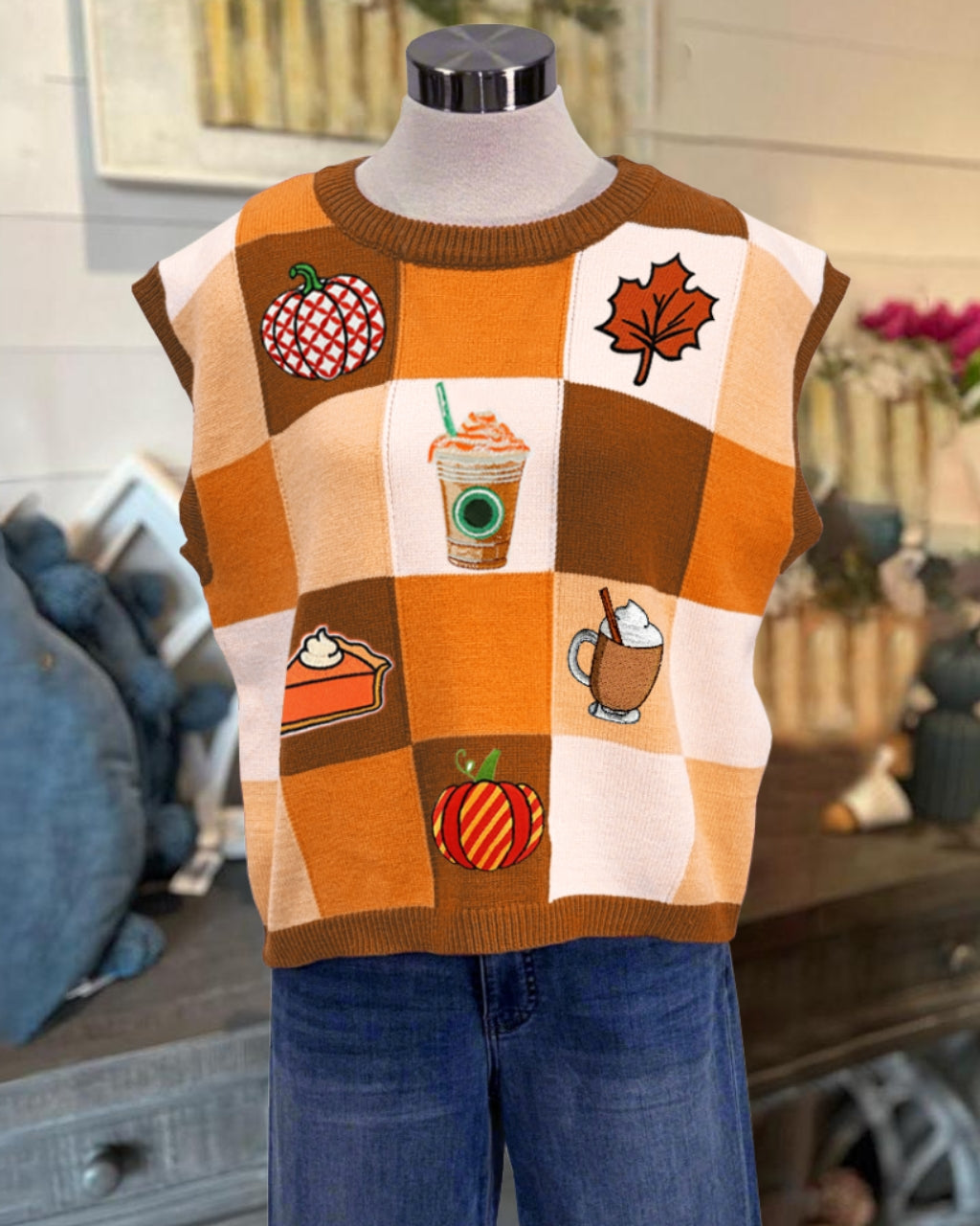 PSL Embroidered Checkered Vest
