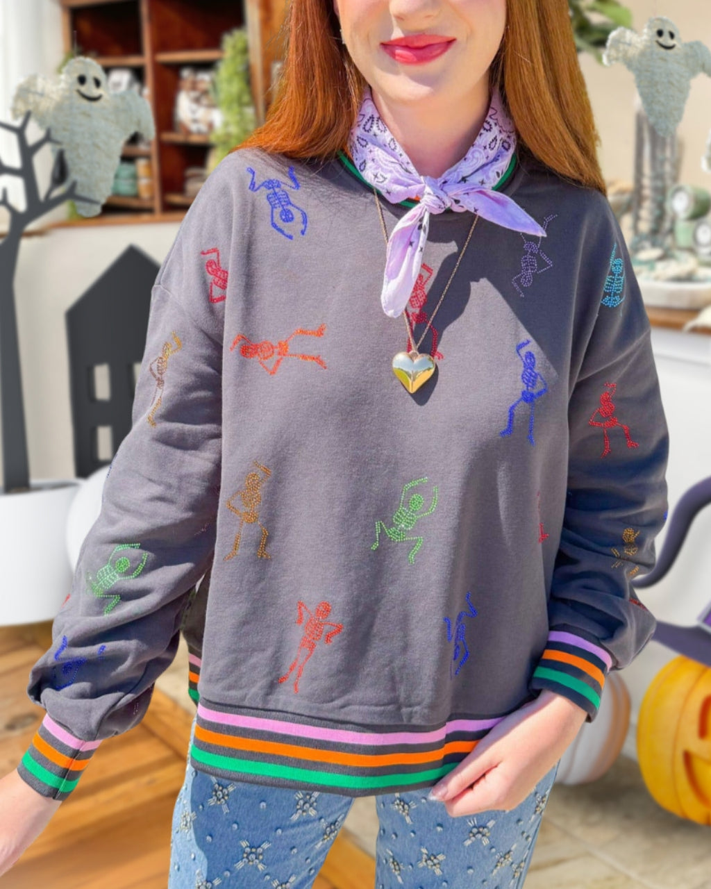 Spooky Skeleton Sequin Sweatshirt