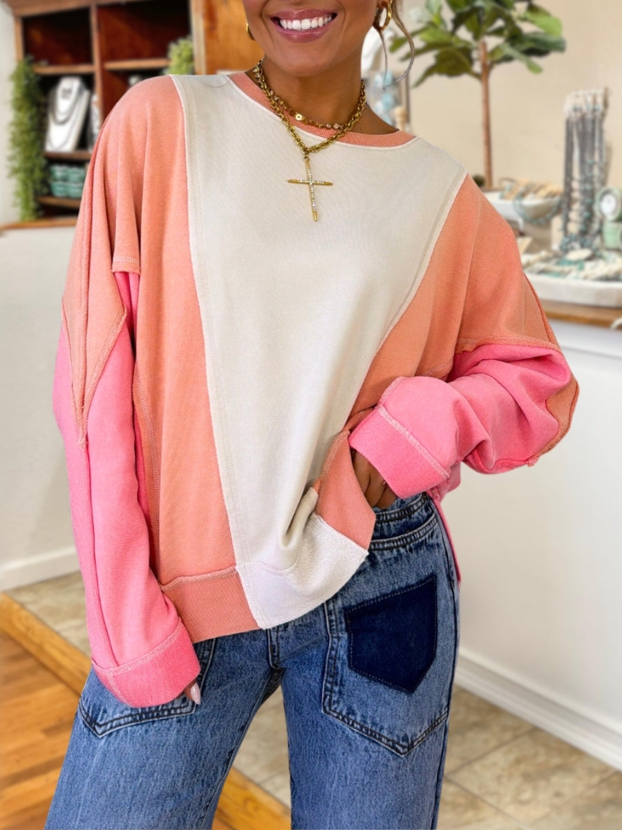 Sweet Color Blocked Pullover