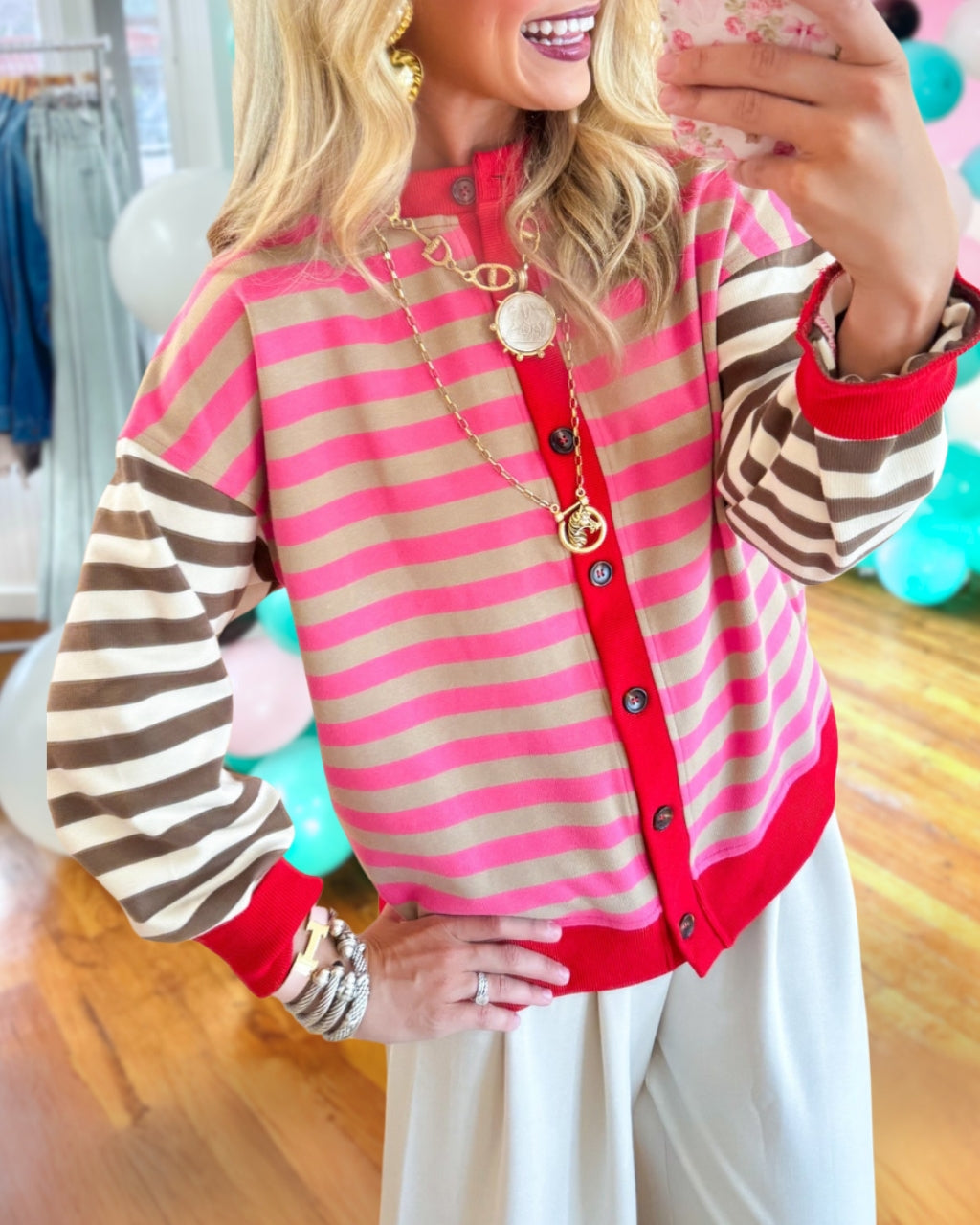Playful Striped Casual Cardigan