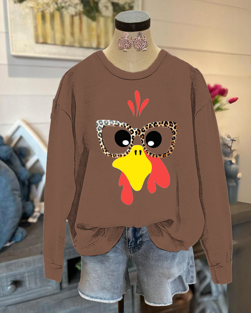 Funny Leopard Glasses Turkey Sweatshirt