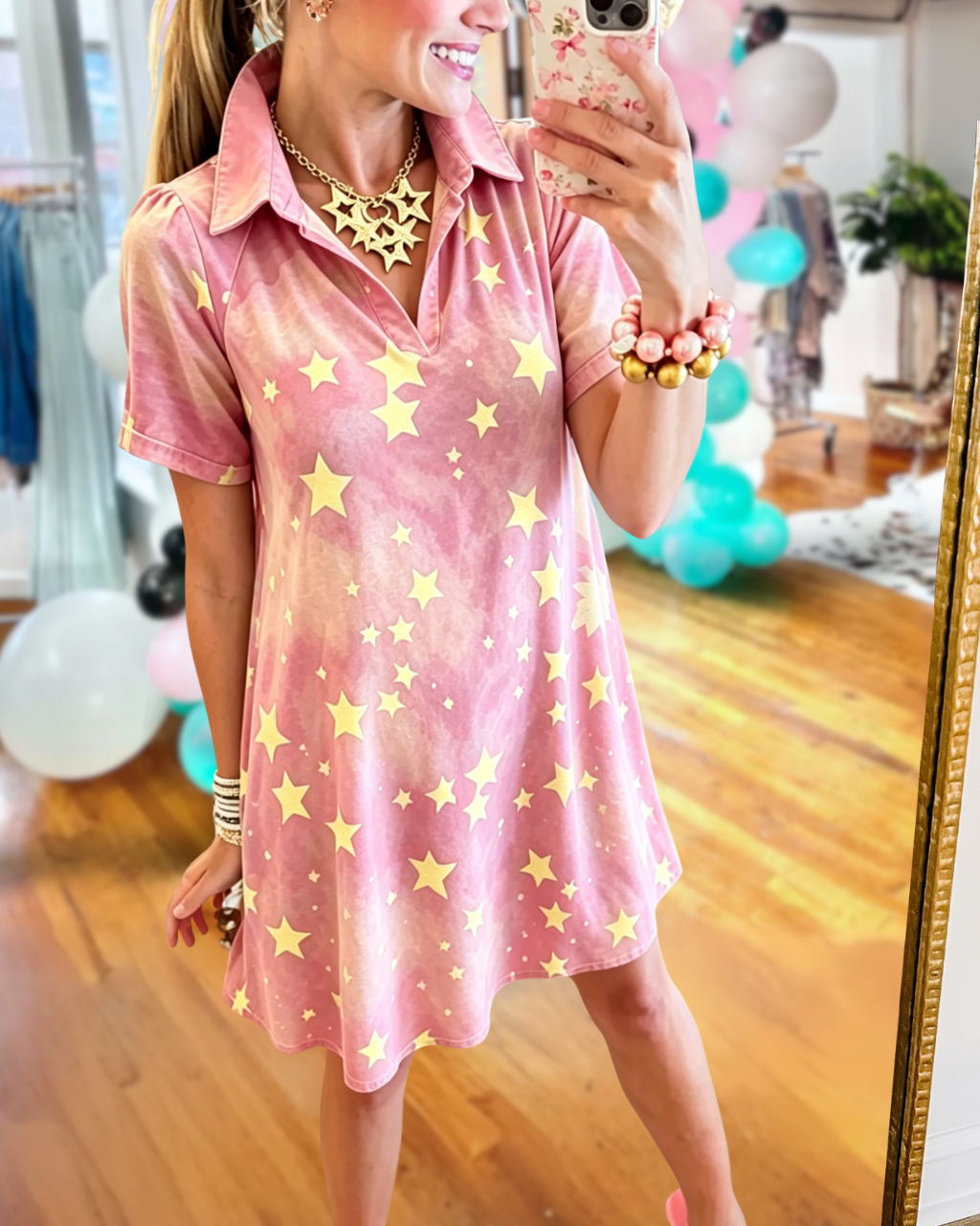 Chic Watercolor Star Dress