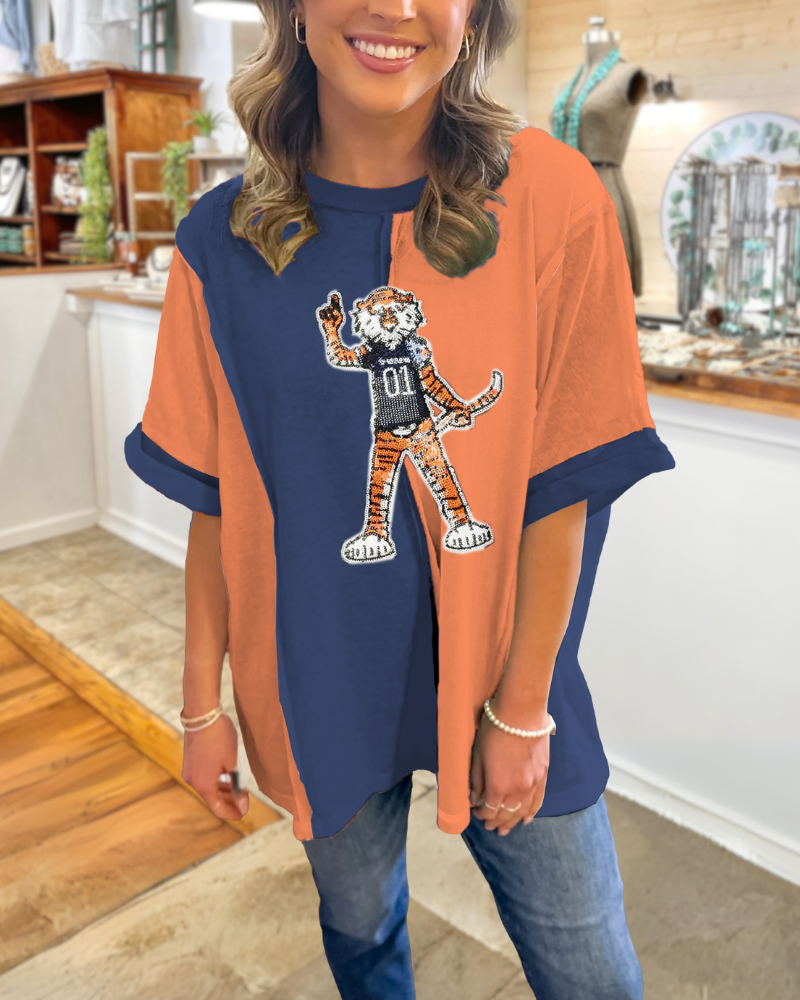 Auburn Tigers Sequined Contrast T-shirt