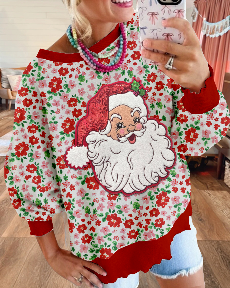 Santa Claus Floral Sweatshirt