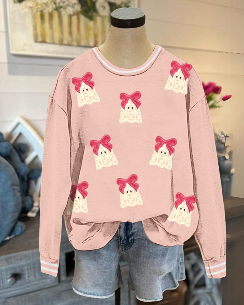 Cute Playful Bow Ghost Sweatshirt