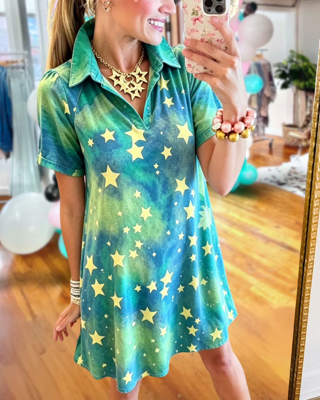 Chic Watercolor Star Dress