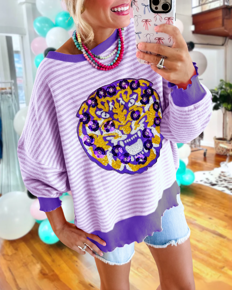Sequin Tiger Striped Sweatshirt