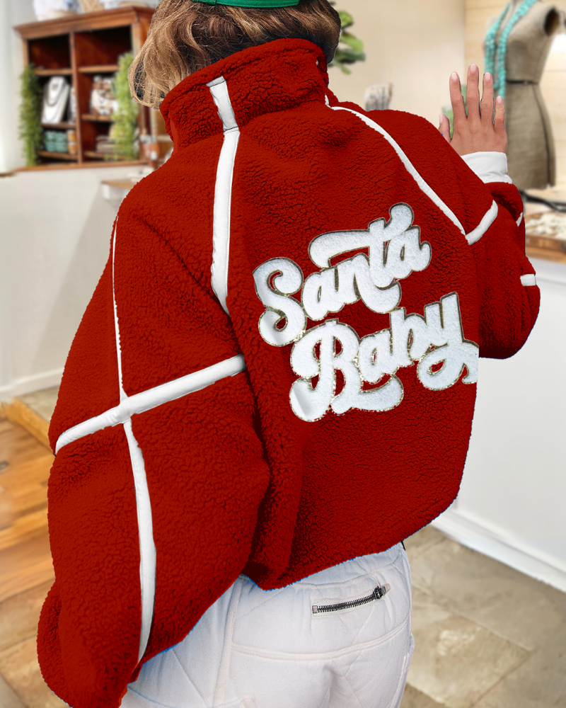 Santa Baby Half-Zip Plush Pullover