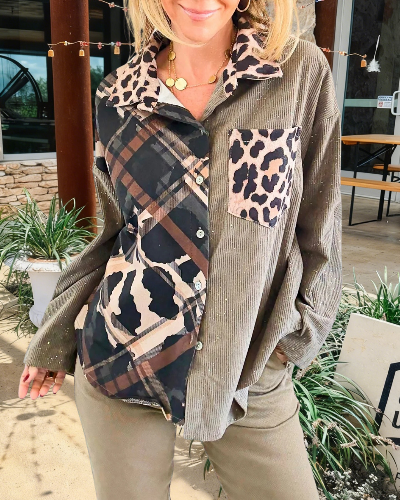 Chic Leopard Plaid Patchwork Shirt