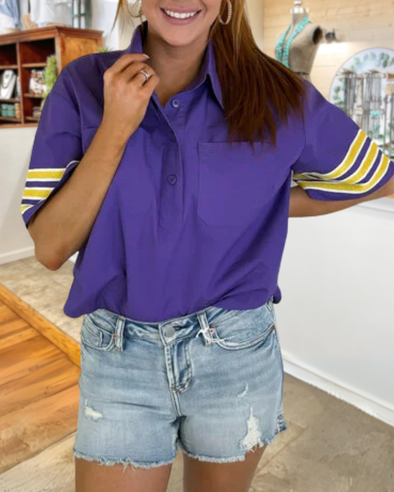 Simple Polo Striped Top