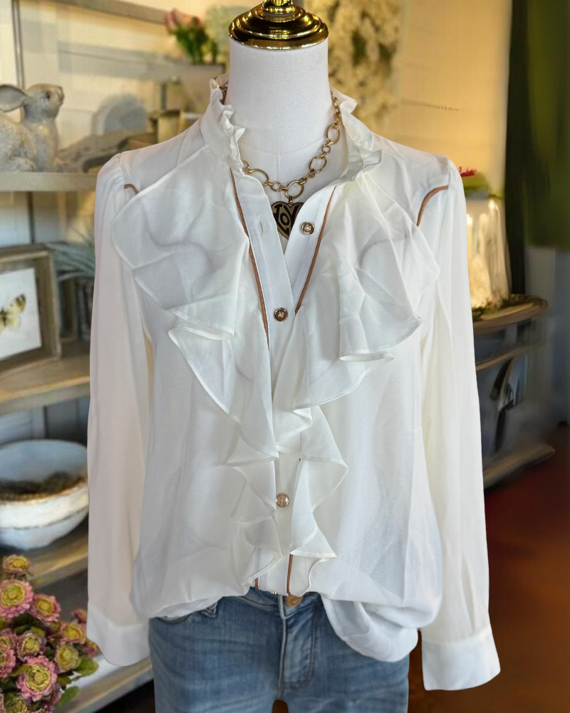 Elegant Flowy Ruffle Blouse