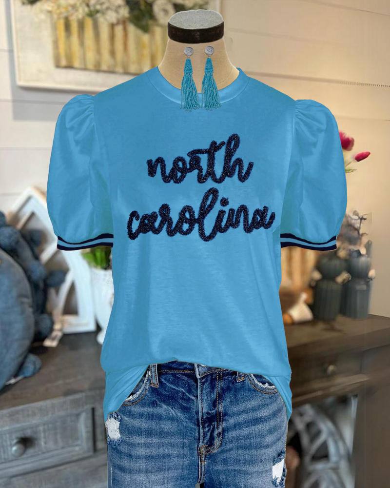 UNC Rameses Embroidered Top