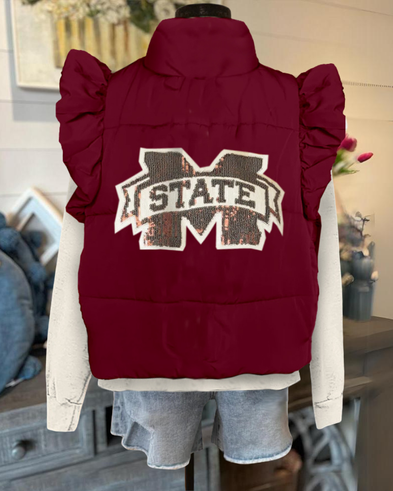 MSU State Sequined Vest Jacket