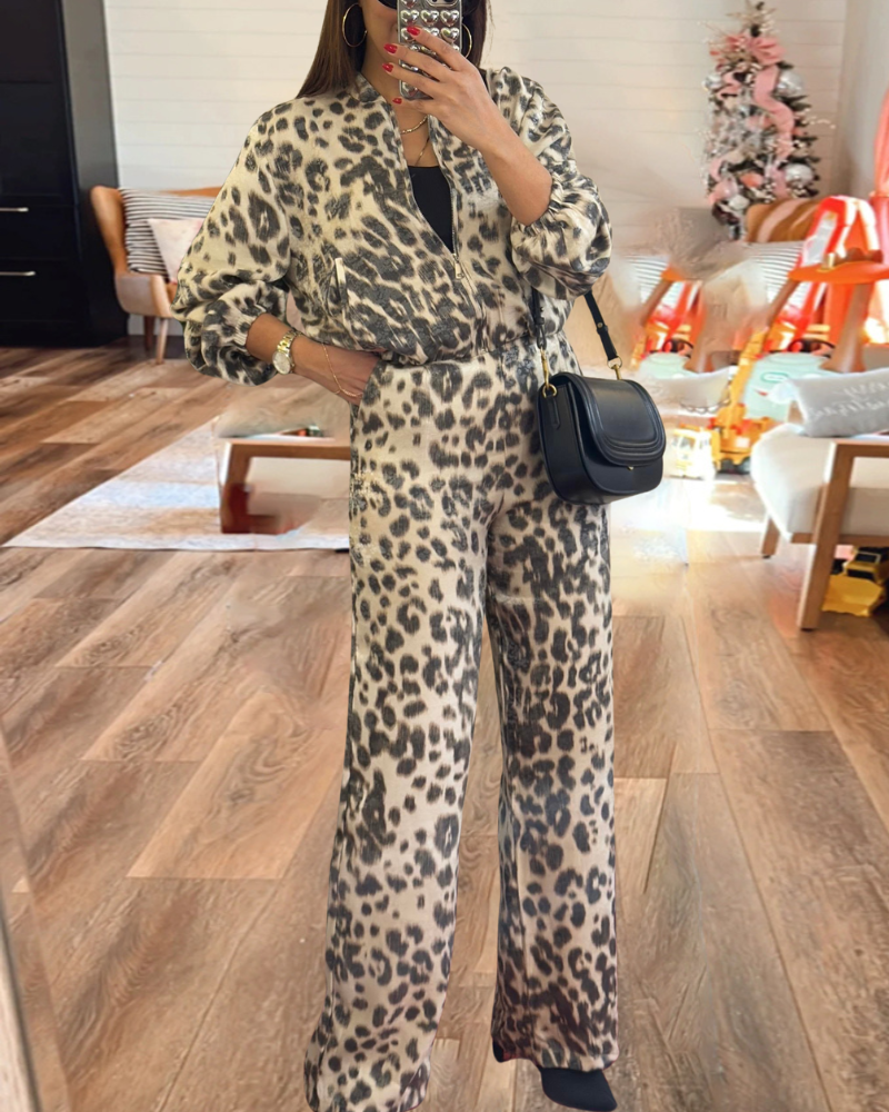 Trendy Leopard Print Jumpsuit