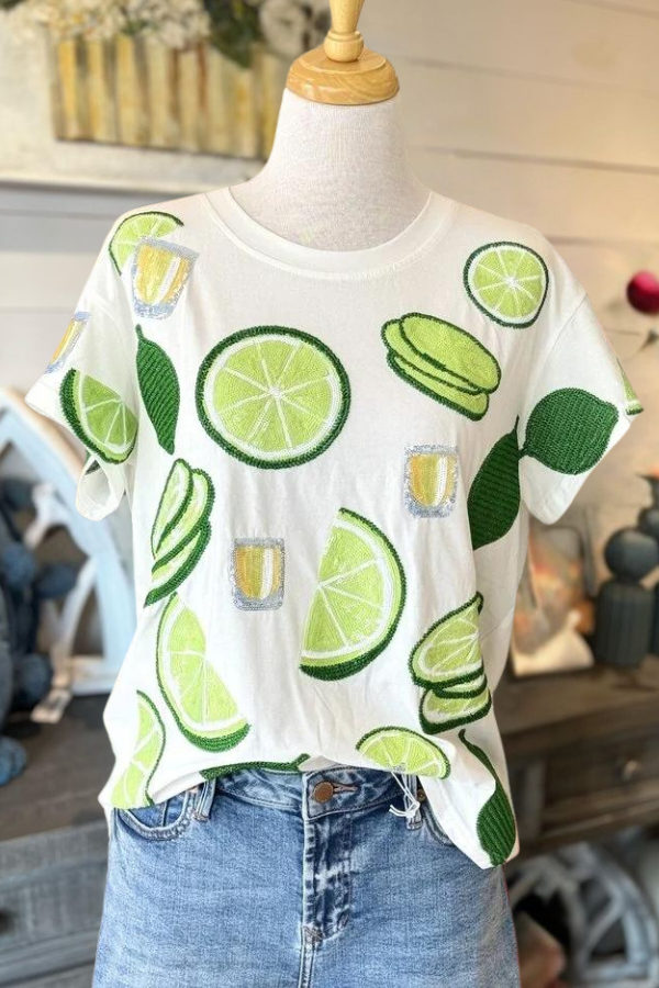 Sequin Lime & Tequila Short Tee