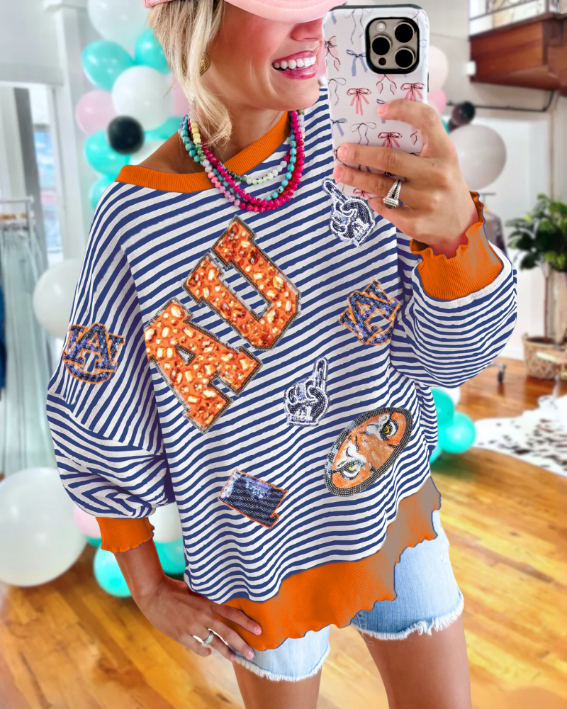 Auburn Tigers Sequin Striped Sweatshirt