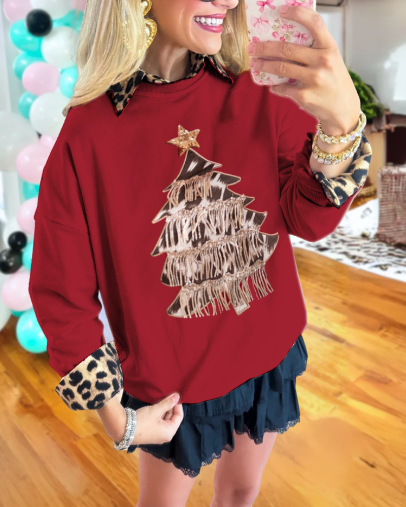 Playful Christmas Tree Graphic Sweatshirt