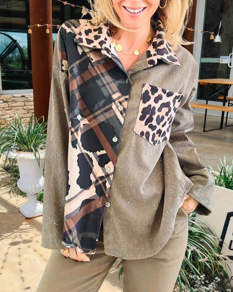 Chic Leopard Plaid Patchwork Shirt