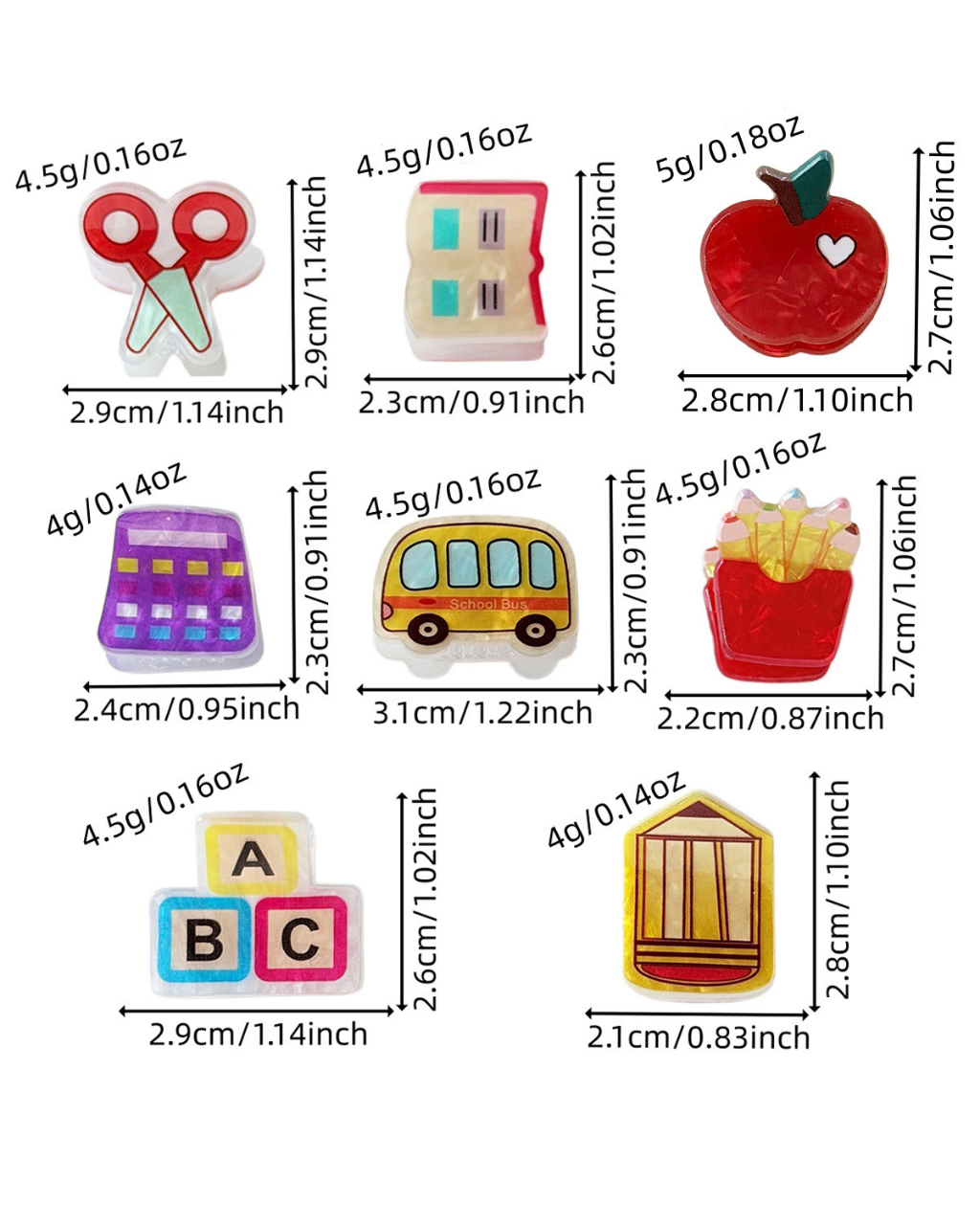 Back-to-school Themed Hair Clips