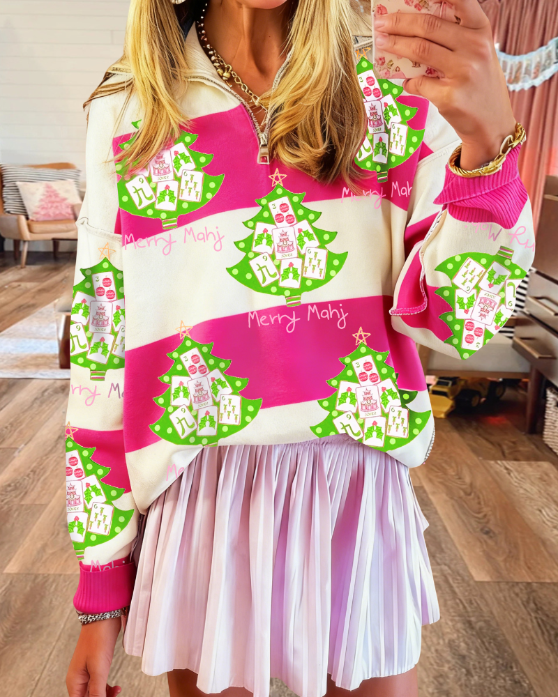 Merry Mahj Half-Zip Pullover