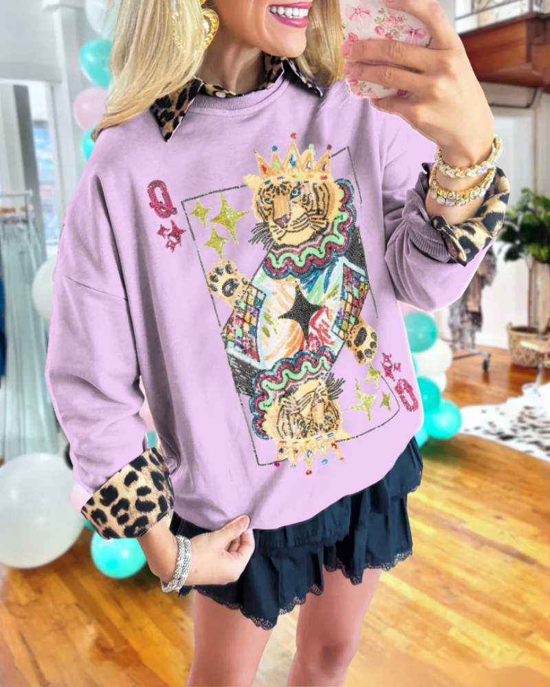 Sequin Tiger Poker Top