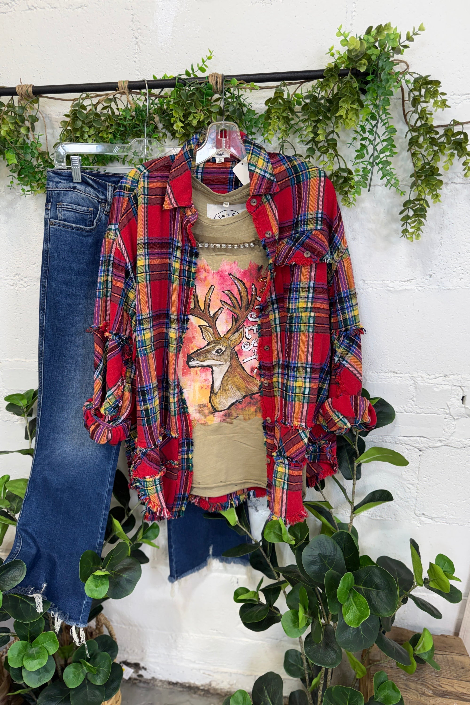 Casual Frayed-edge Plaid Shirt