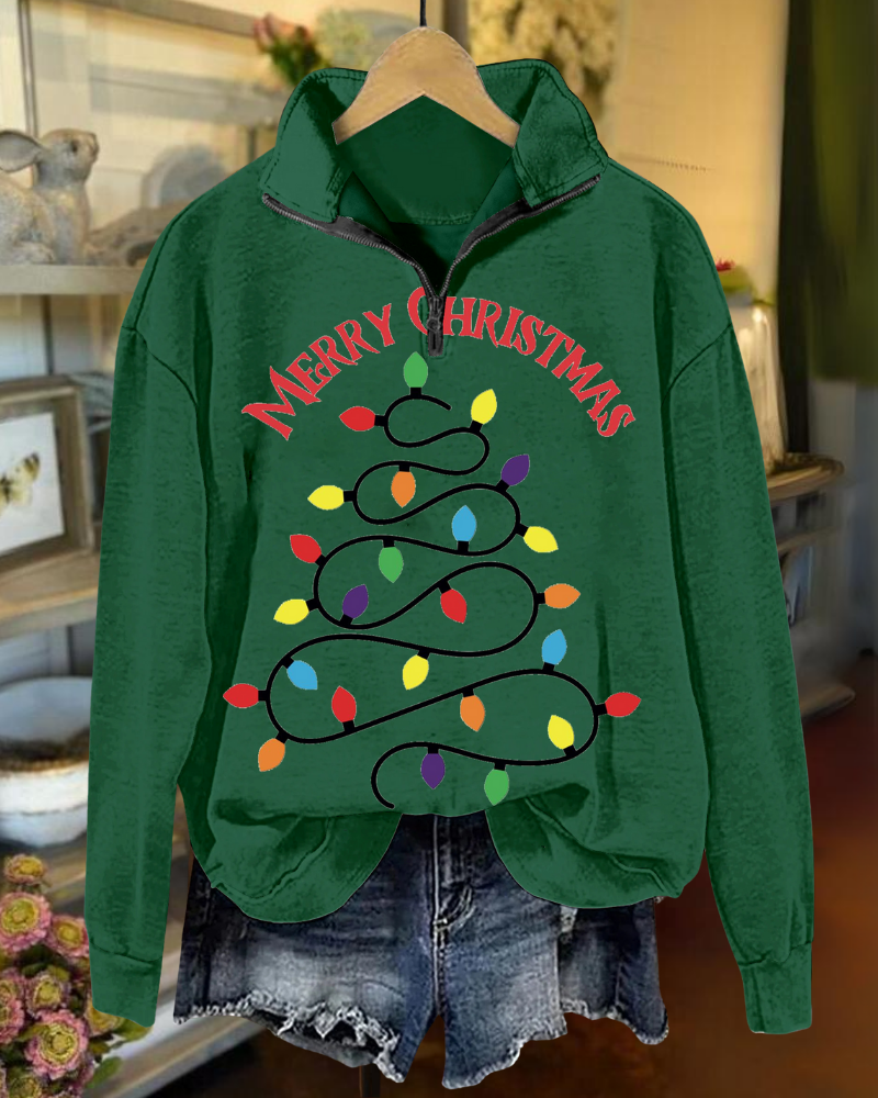 Christmas Tree Lights Half-Zip Pullover