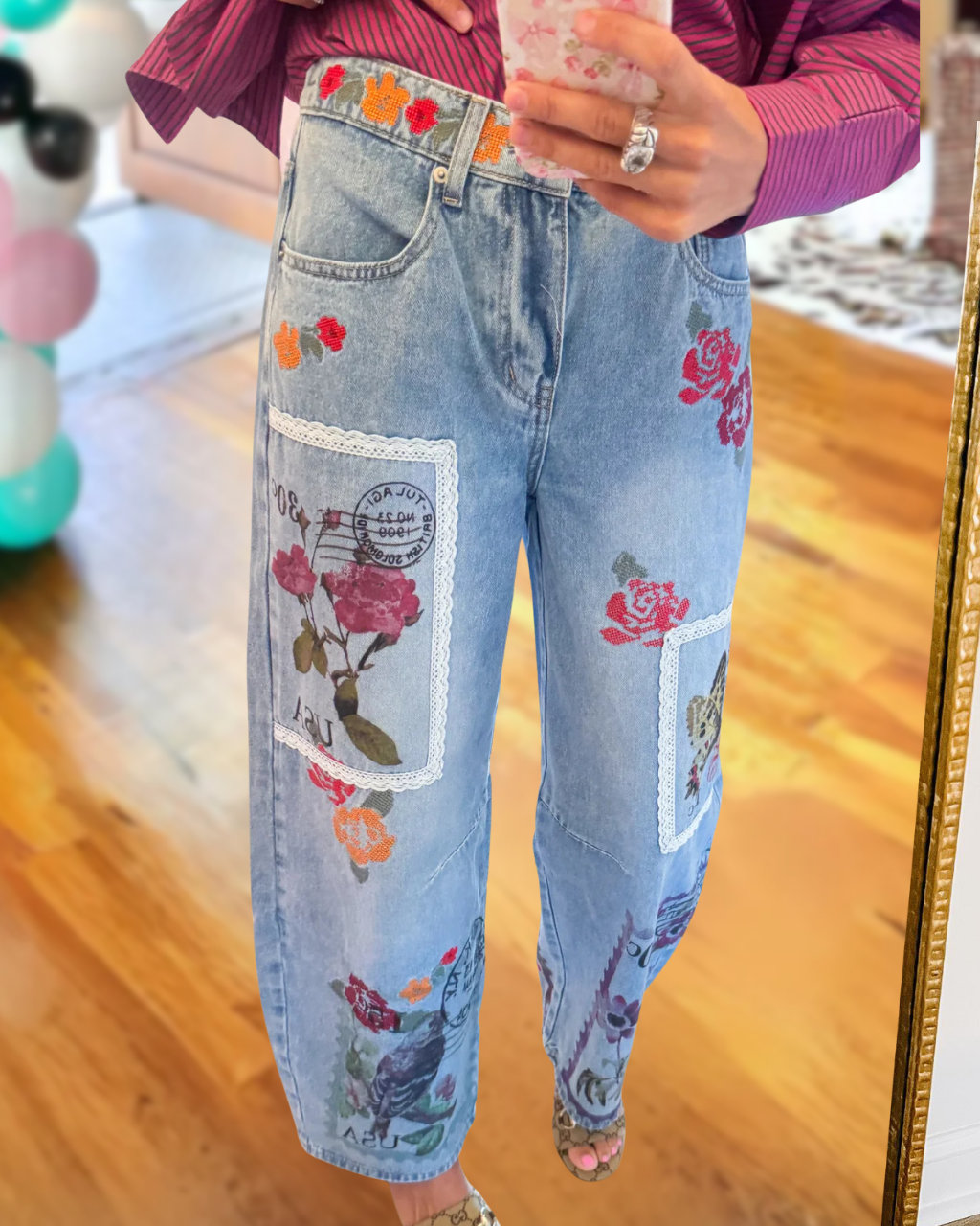 Vintage Floral Lace Pants