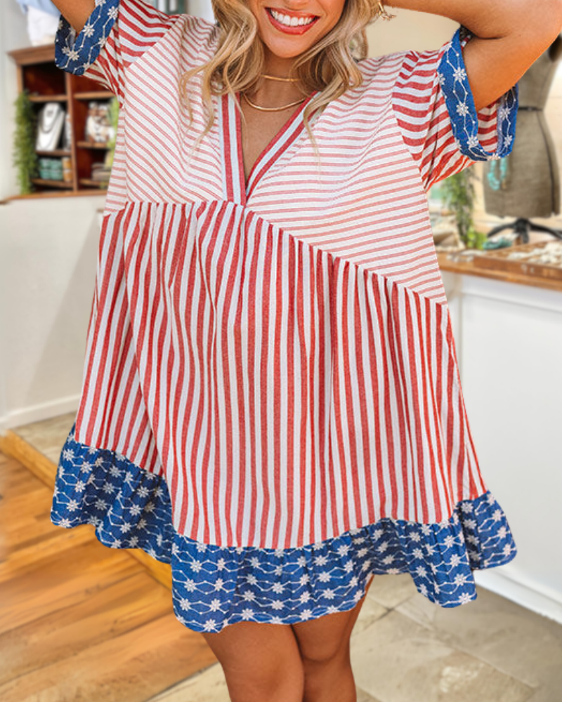 Unique Trim Striped Dress