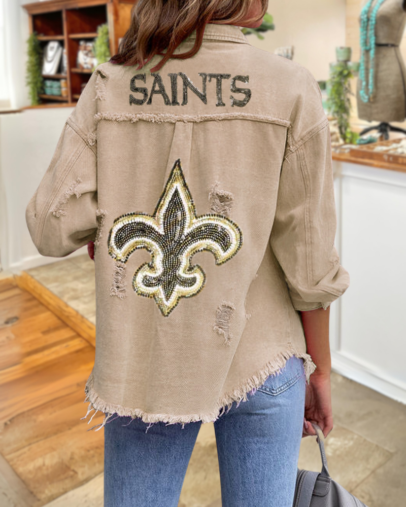 Saints Sequined Raw-edge Jacket