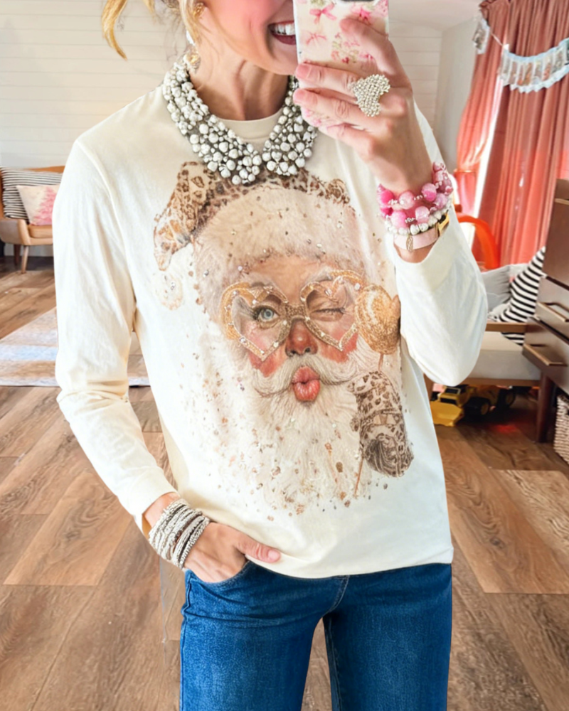 Fun Leopard Santa Claus Top