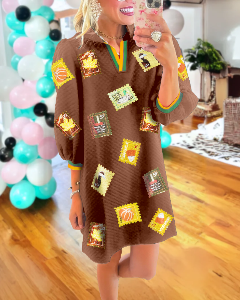 Sequin Stamp Mini Dress