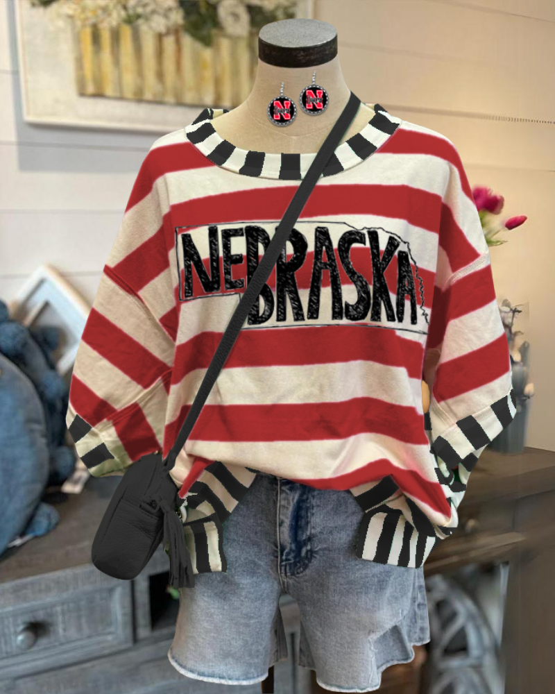 Nebraska Huskers Stripe Top