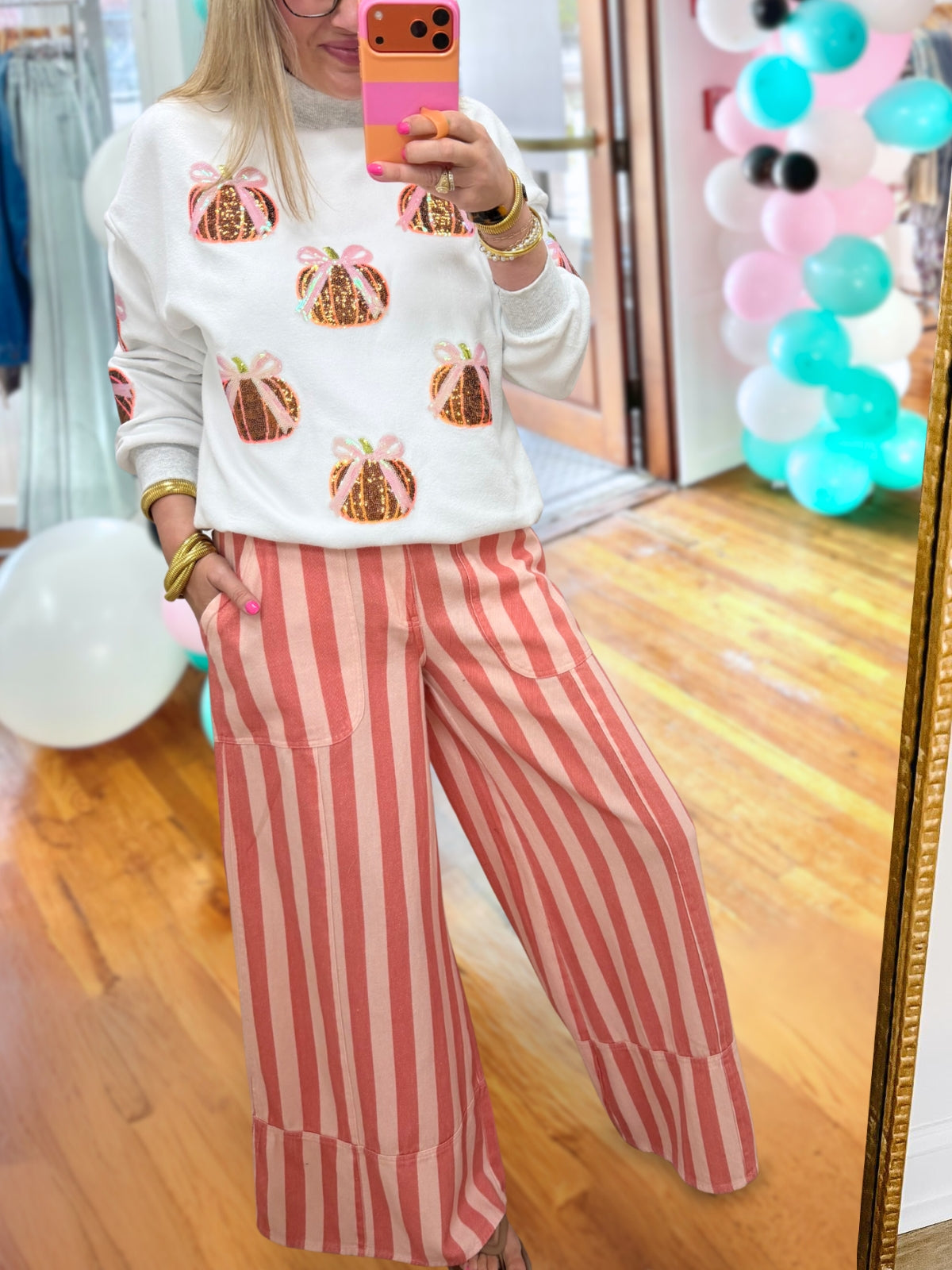 Casual Color-block Striped Pants