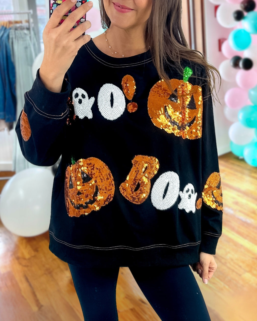 Sequin Pumpkin Boo Sweatshirt