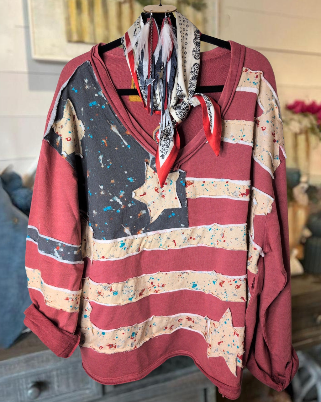 Artistic Flag V-neck Pullover