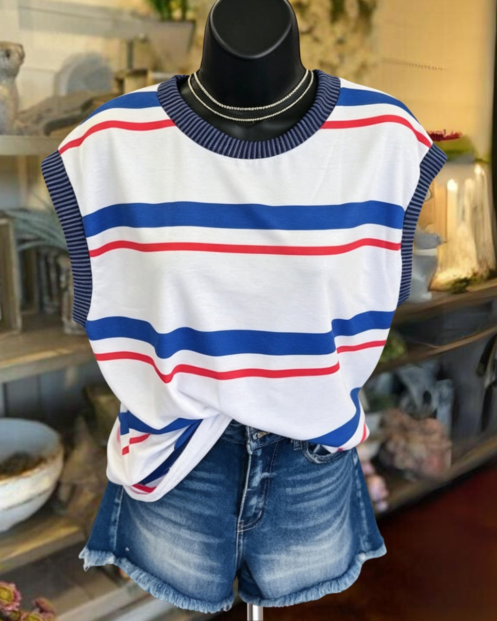 Color-block Striped Tank Top