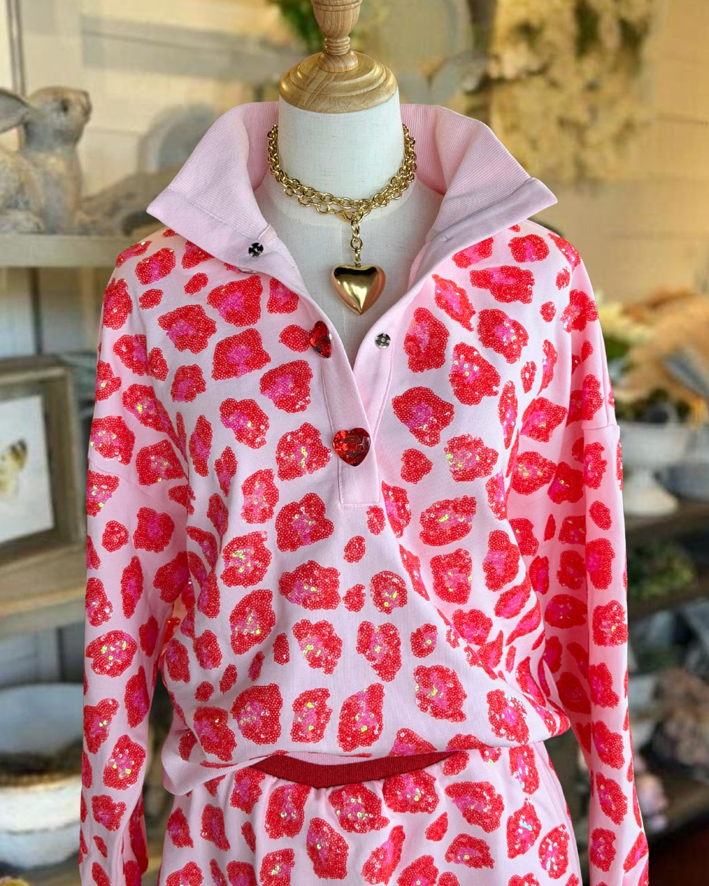 Cute Leopard Print Sequin Pullover