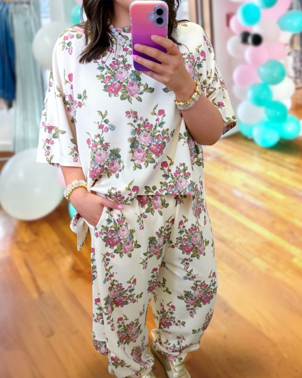 Vintage Floral Print Matching Set