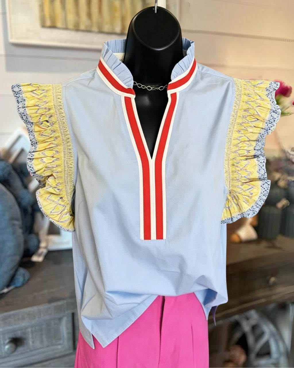 Floral Ruffle-Sleeve Top