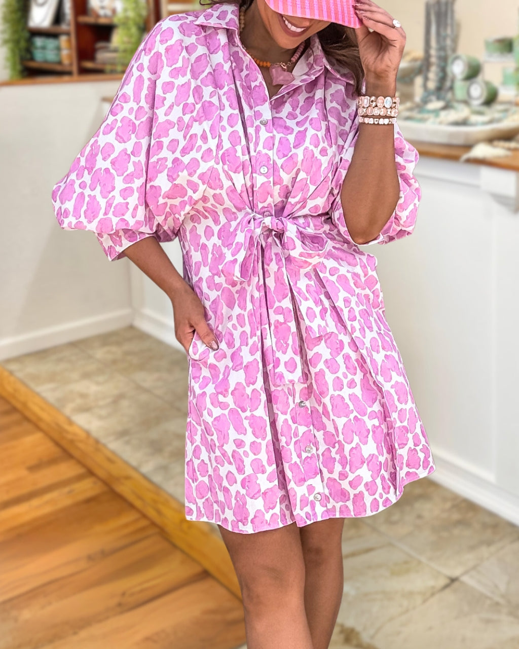 Trendy Leopard Shirt Dress