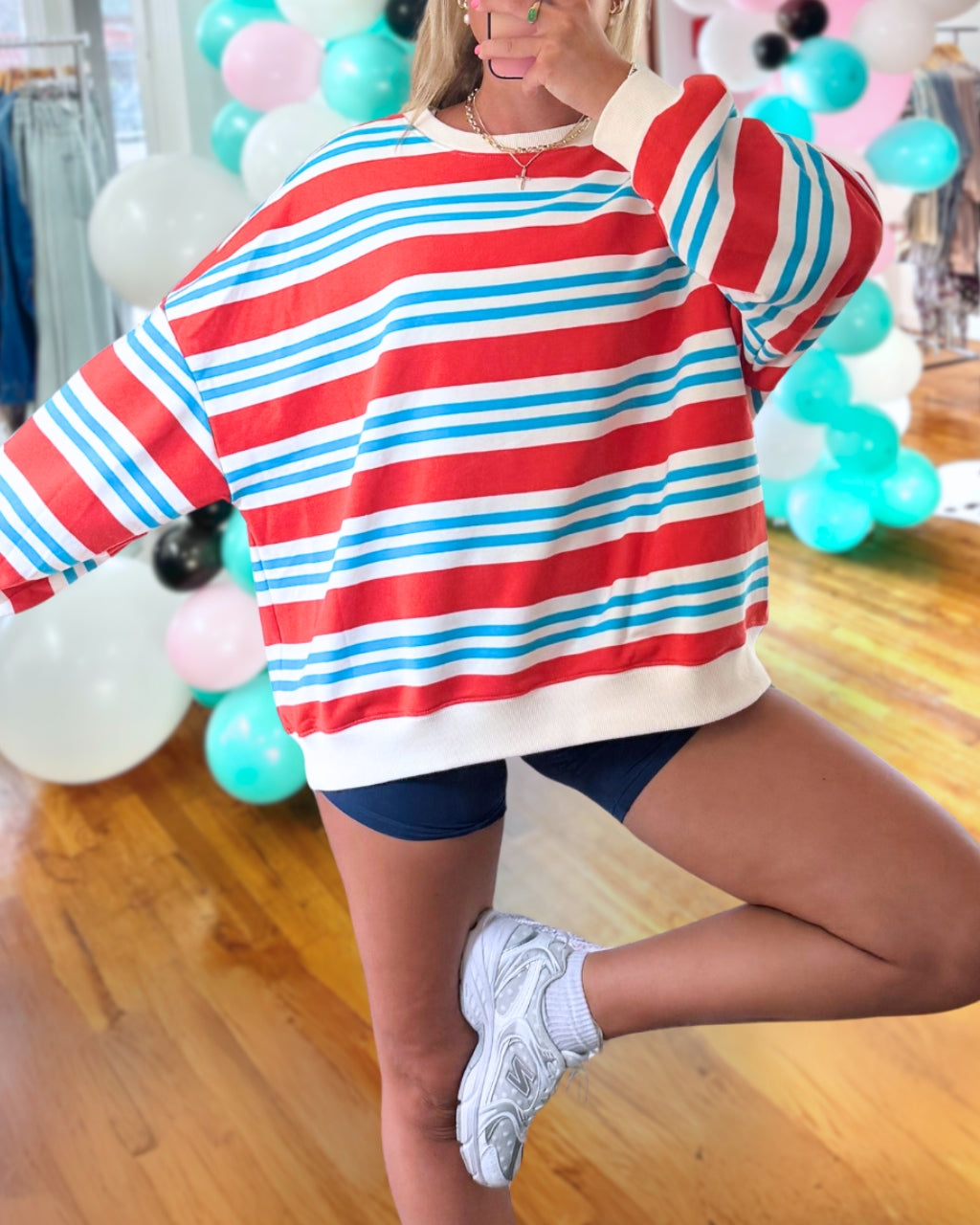 Fun Retro Striped Sweatshirt