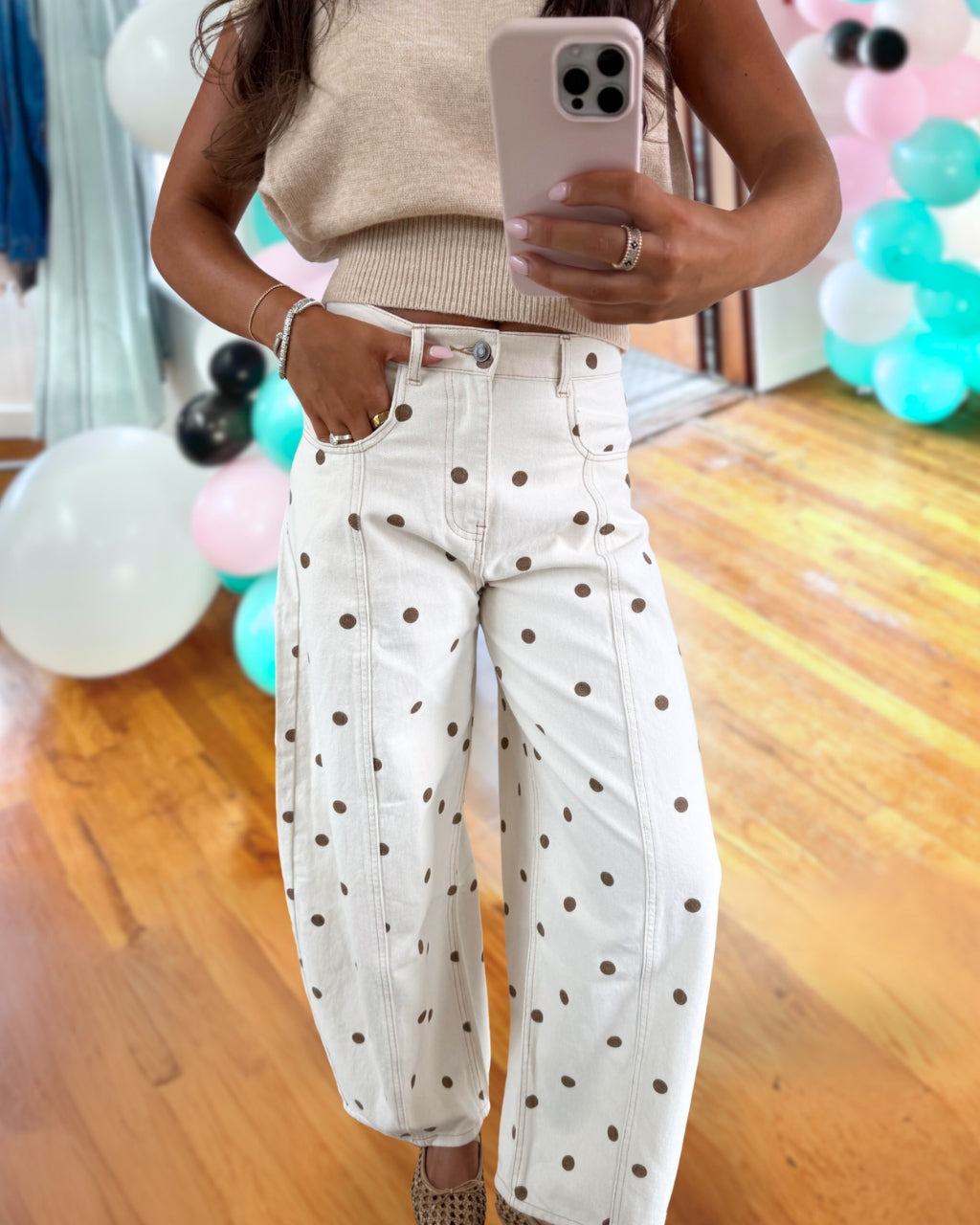 Trendy Polka Dot Print Casual Pants