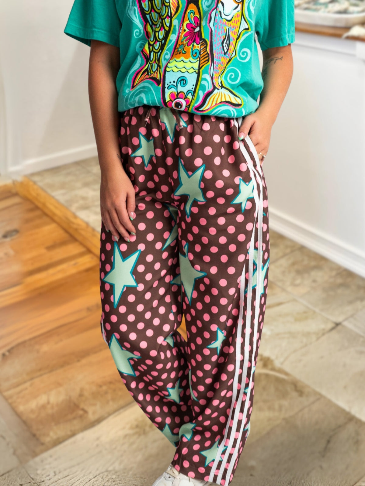 Unique Star-print Polka Dot Pants